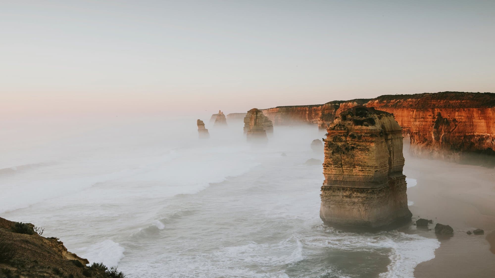 Twelve Apostles with morning mist